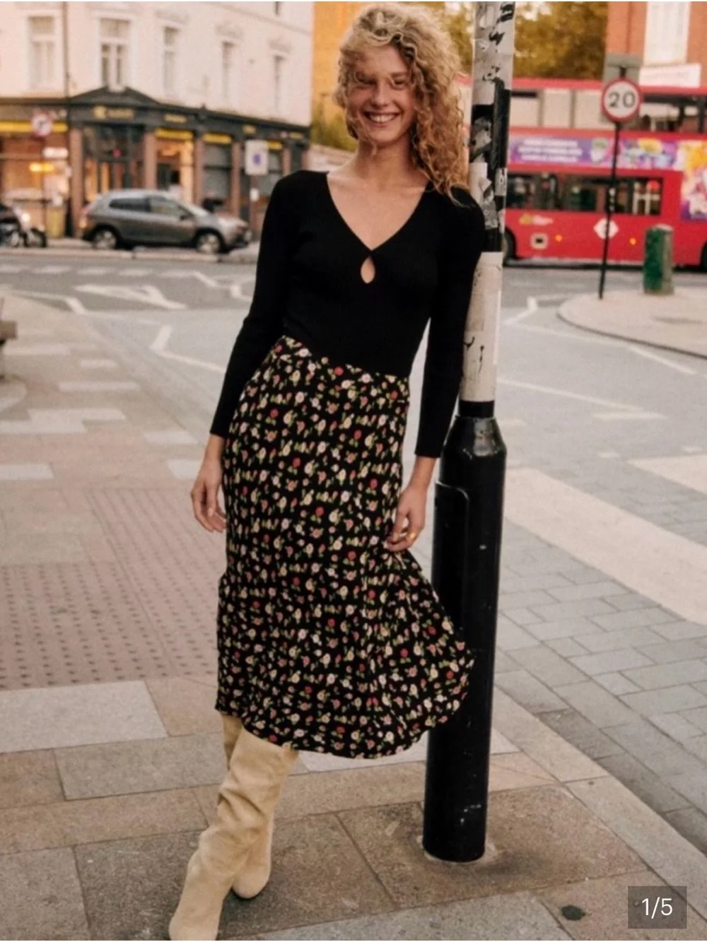 Sezane Sandy MIDI skirt Roses size 36 US 4